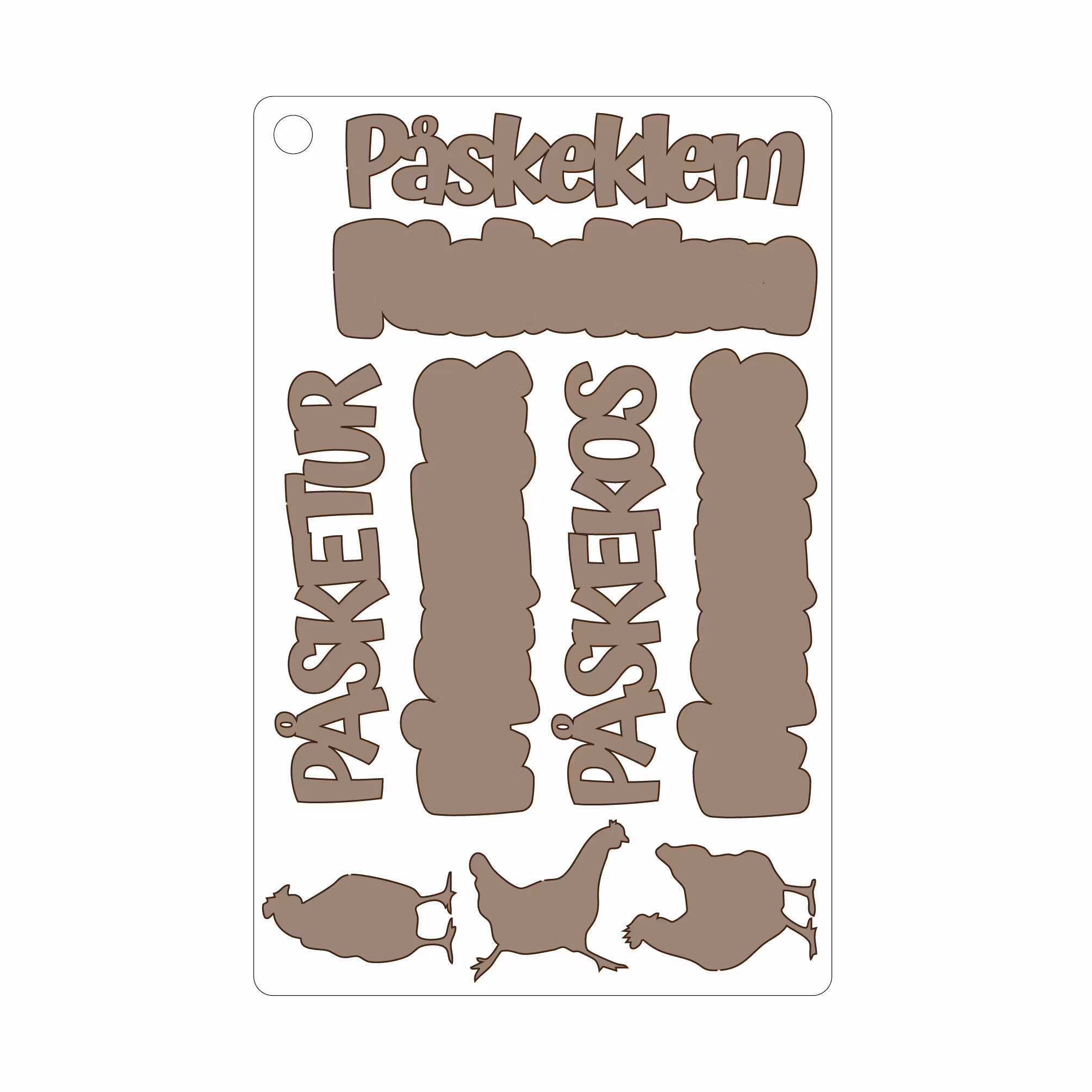 Påskeklem, selvklebende laserkutt på plate 9x14cm