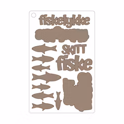 Fiskelykke, selvklebende laserkutt på plate 9x14cm