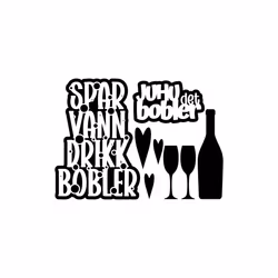 Spar vann drikk bobler, selvklebende laserkutt på plate 9x14cm