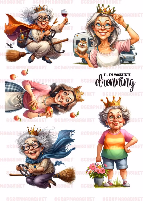 Rispapir - 10 Vaskeekte dronninger A4