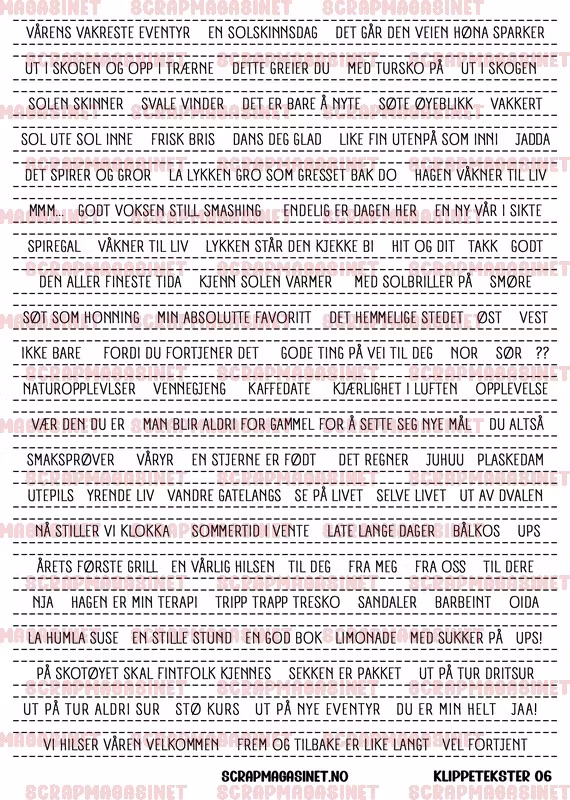 Klippetekster 06 - Vårens vakreste eventyr- hvit A4