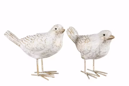 Fågel Stående Vit/Guld Poly