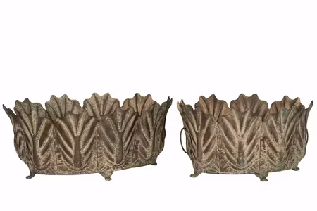 Kruka Blad Oval Metall Grön
