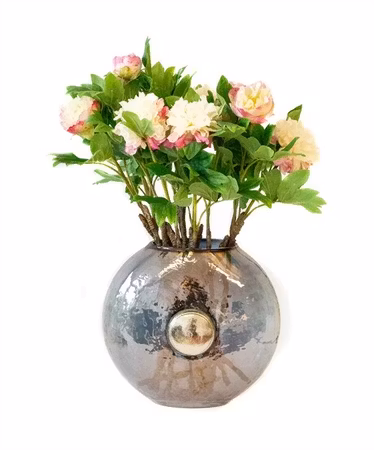 Vase black luster silver knob