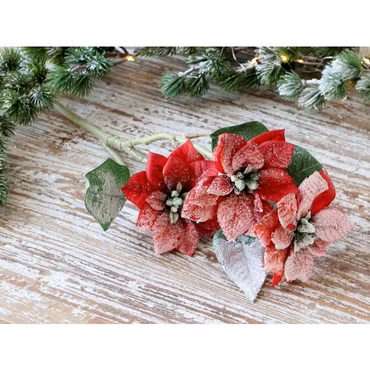 Fleur Julstjärna med snö & glitter