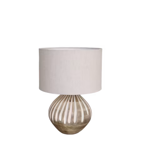 Bordslampa med mönster och linneskärm