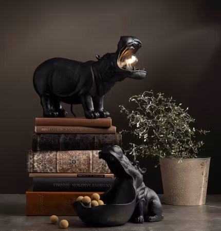 Bordslampa Flodhäst Svart Poly