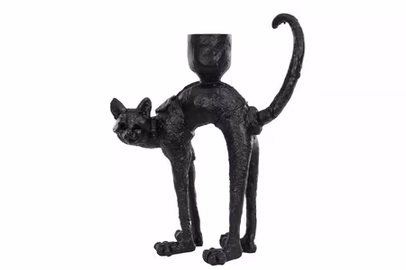 Ljusstake Katt Svart/Brun Poly