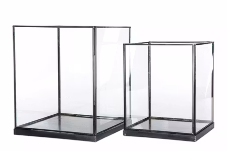 Lykta Glas Cube Grafitgrå