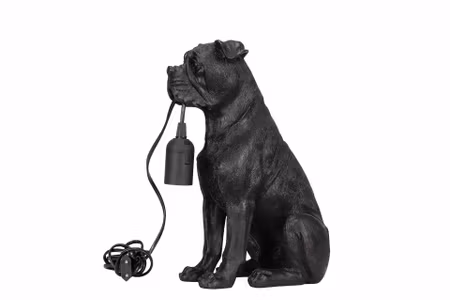 Bordslampa Hund Svart/Brun Poly