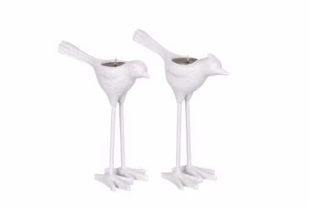 Ljusstake Fågel Vit Mix Poly