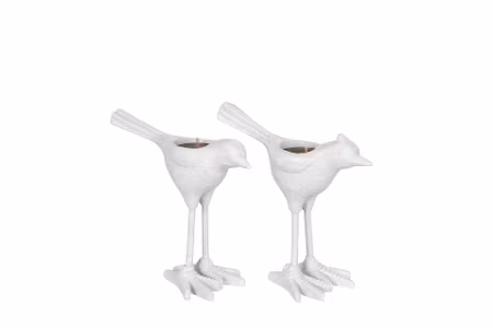 Ljusstake Fågel Vit Mix Poly