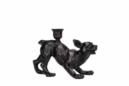 Ljusstake Hund Buster Svart/Brun Poly