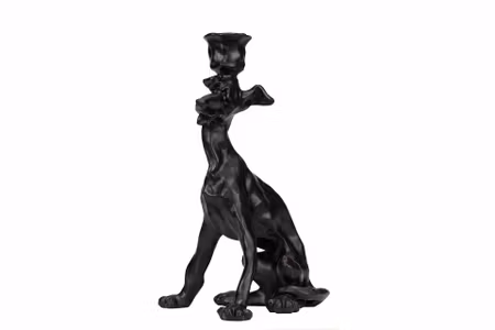 Ljusstake Hund Boris Svart/Brun Poly