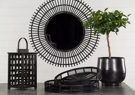 Spegel Moon Bambu Svart