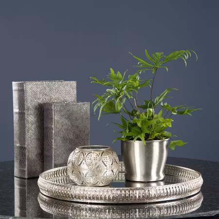 Bricka Spegel Rund Silver
