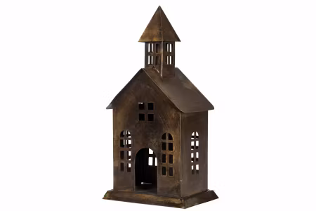 Hus Kyrka Metall Antik Brun