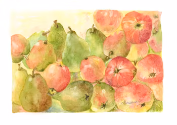 Henriks skörd, päron och äpplen - Fine art print