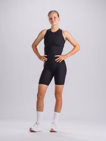 Fusion Womens High Rise Short Tights Black - Dam