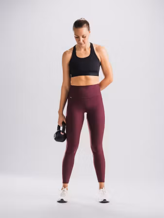 Fusion Womens High Rise Tights Pocket Bordeaux - Dam