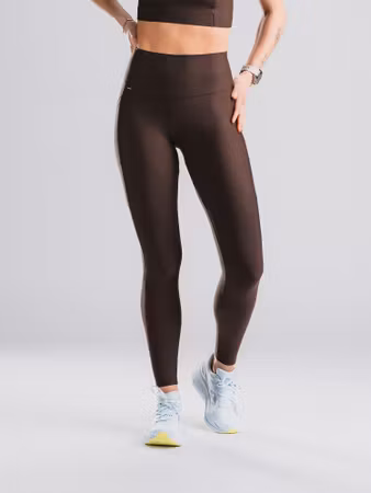 Fusion Womens High Rise Tights Pocket Dark Brown - Dam