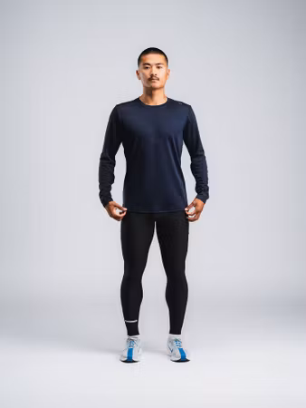 Fusion tempo Two Run LS Shirt - Night Blue - Herr