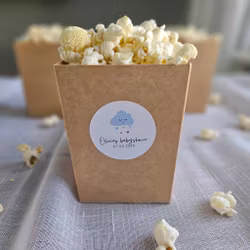 Popcornbägare & stickers, babyshower moln