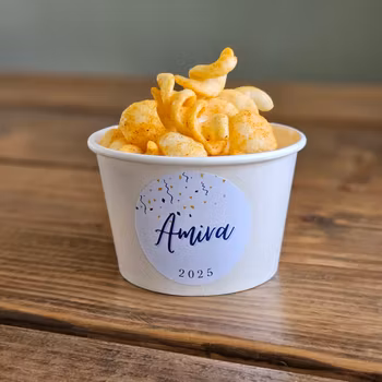 Snacks/glassbägare & stickers, skolavslutning