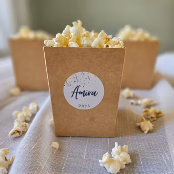 Popcornbägare & stickers, skolavslutning