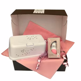 Doppresent flicka Funkybox Vit & Kaninskallra Rosa