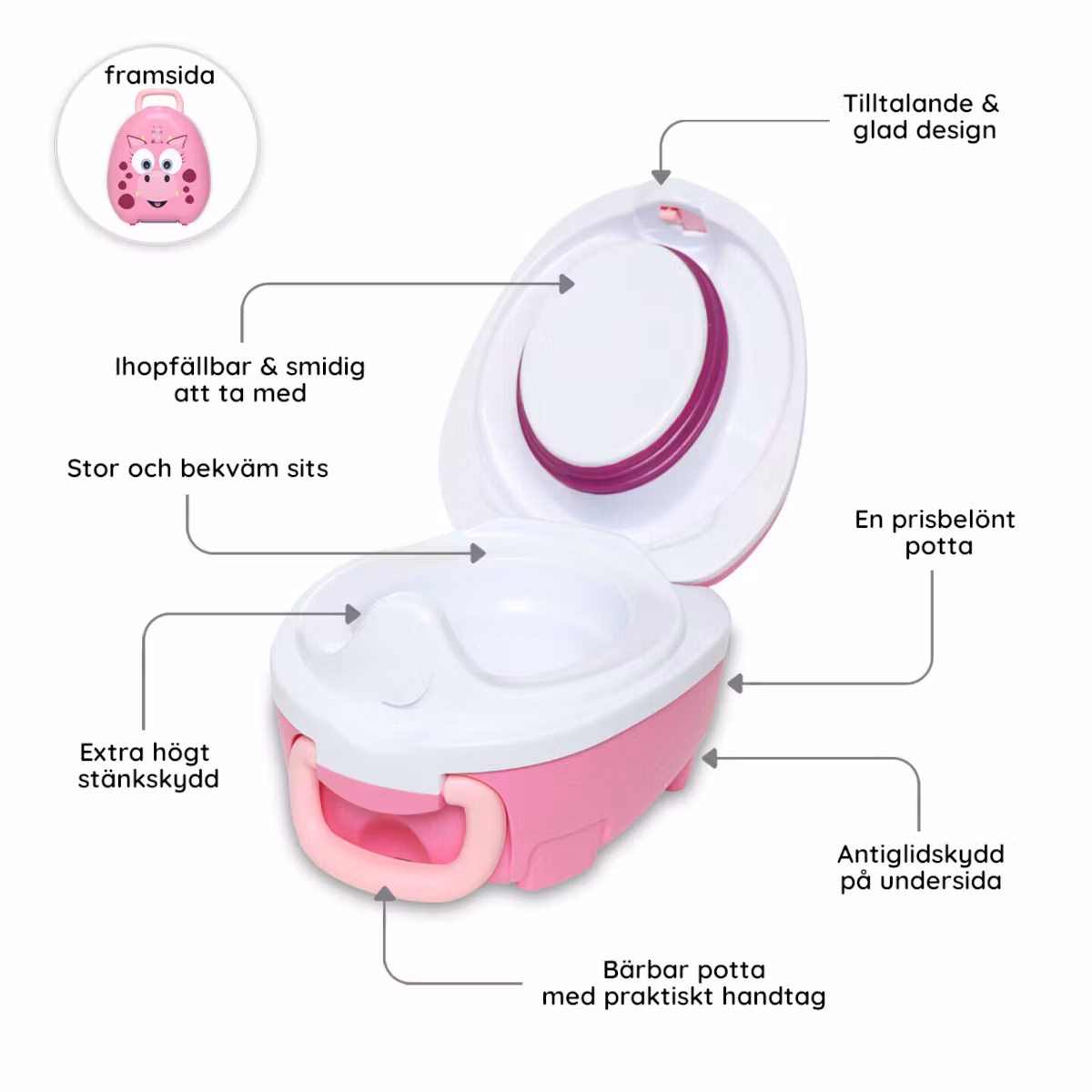 Doppresent flicka - My Carry Potty set Rosa Drake