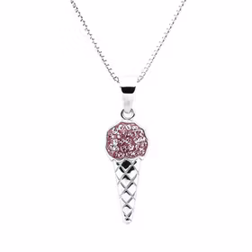 Doppresent flicka -  Silverhalsband GLASSTRUT ROSA