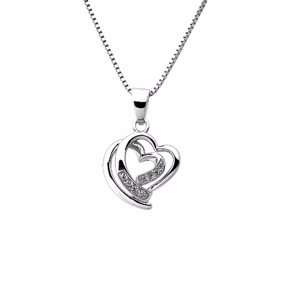 Doppresent flicka - Silverhalsband DUBBELT HJÄRTA