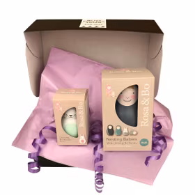 Doppresent pojke - Rosa & Bo Pastellblå & Skallra Kanin Mint