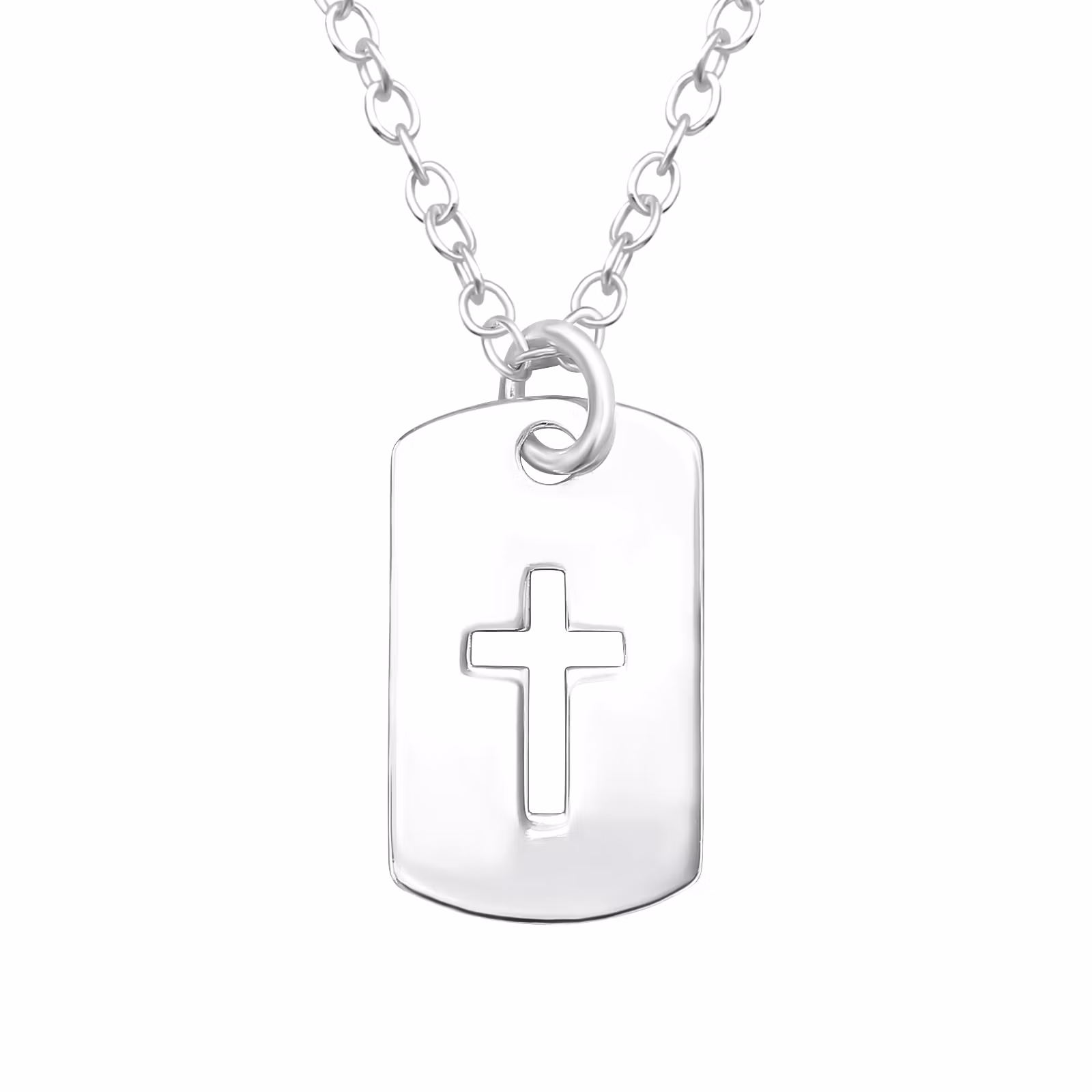 Halsband till pojke Platta med Kors - fint barnhalsband i äkta 925 sterling silver
