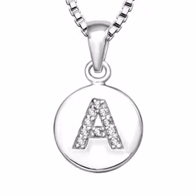 Halsband till pojke med bokstav A i äkta 925 sterling silver