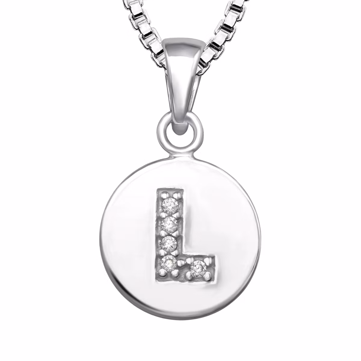 Halsband till pojke med berlock bokstav L i äkta 925 sterling silver