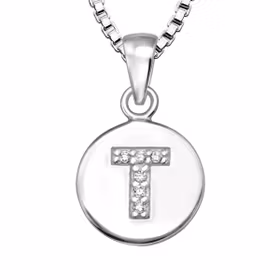 Halsband till pojke med bokstav T i äkta 925 sterling silver