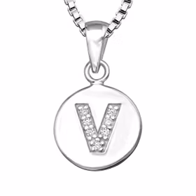 Halsband till pojke med bokstav V i äkta 925 sterling silver