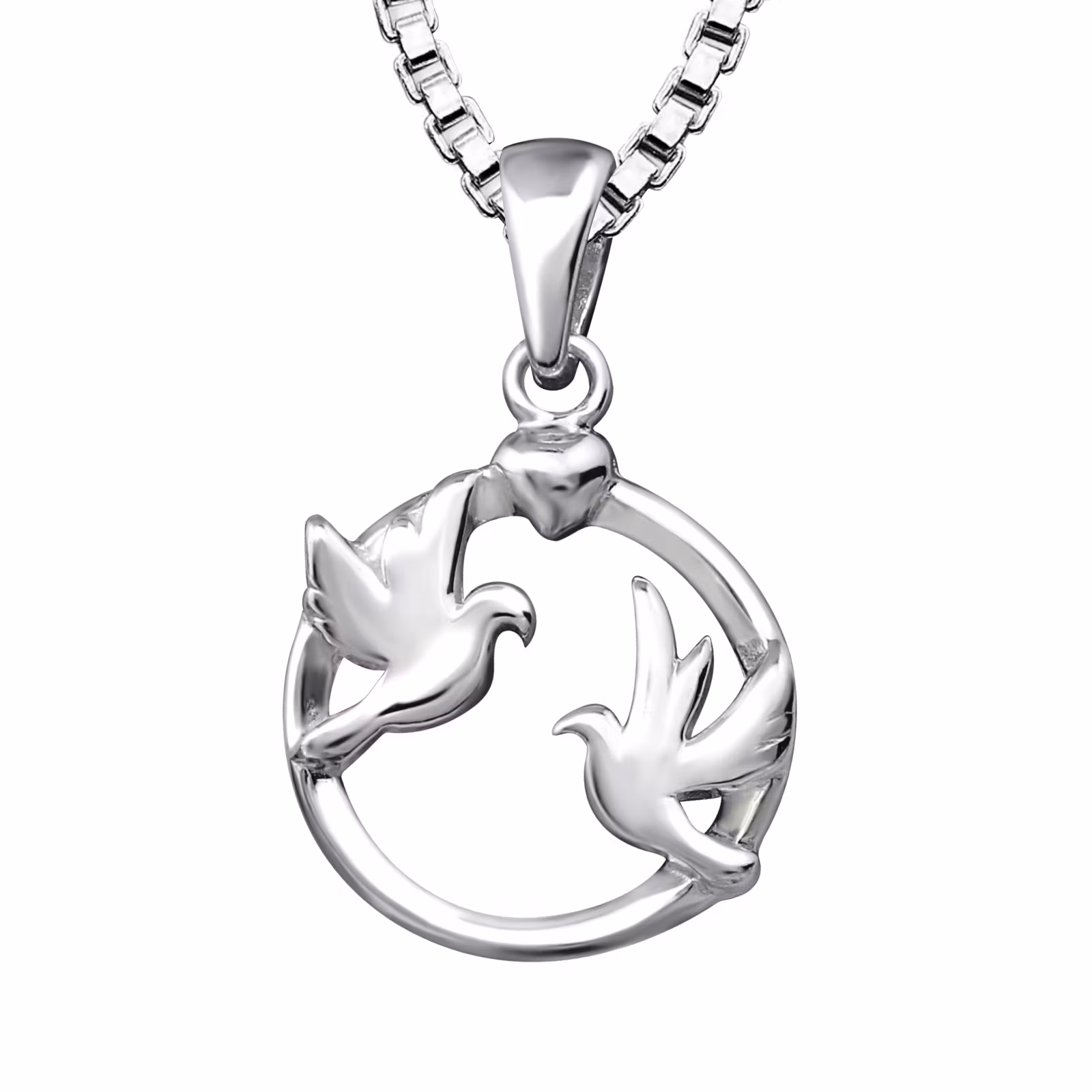 Doppresent pojke - Barnhalsband Fredsduvor i silver