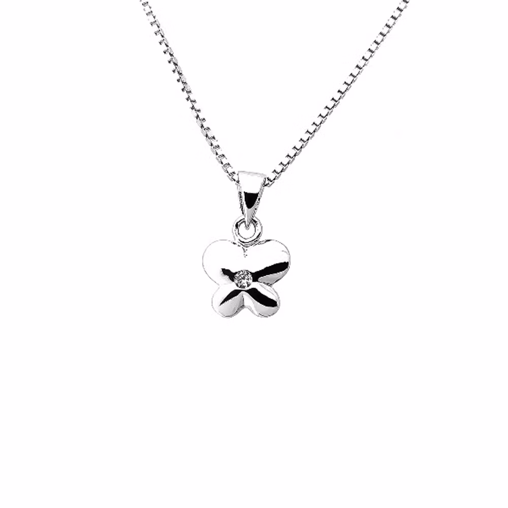 Dopsmycke flicka - silverhalsband fjäril