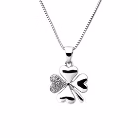 Dopsmycke till tjej - Silverhalsband Fyrklöver