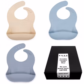 Haklapp Bebis i Silikon 3-pack Beige, Dusty Blue & Grey