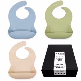Haklapp Bebis i Silikon 3-pack Dusty Blue, Green & Beige