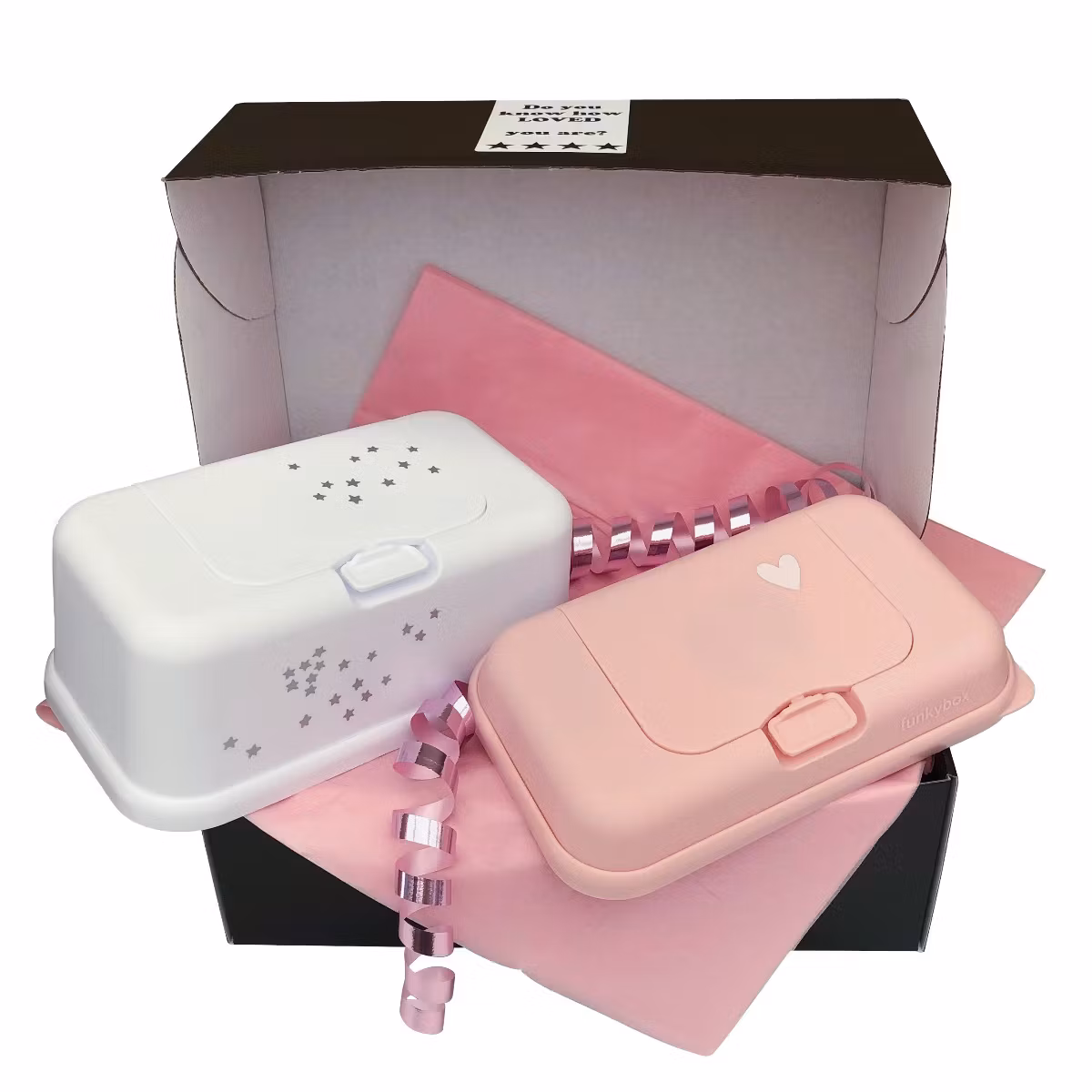 Presentask Funkybox vit & Funkybox ToGo rosa