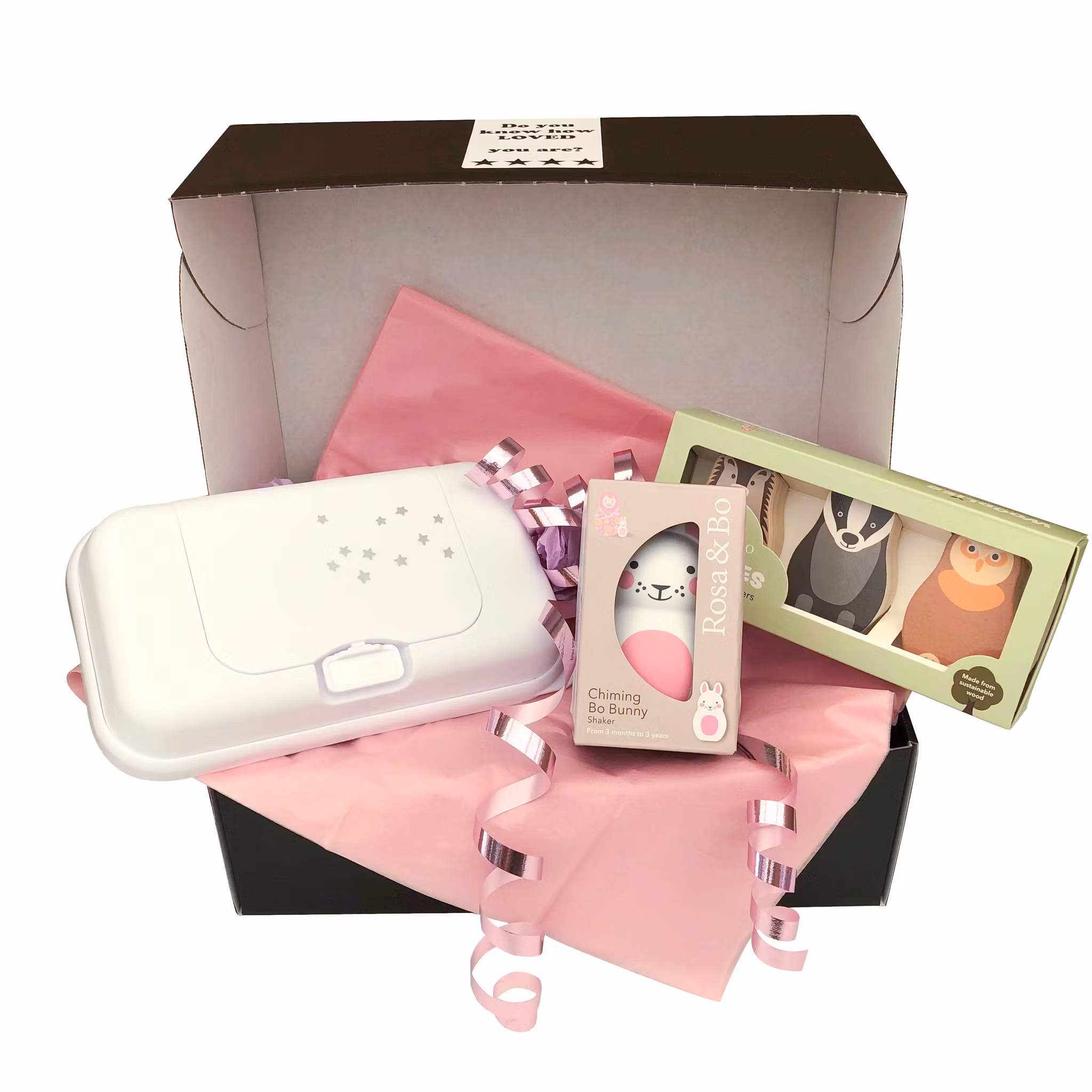 Presentask Funkybox ToGo vit, Kaninskallra & Woodlies Owl