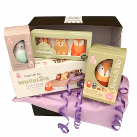 Bebispresent - Rock-a-boat, Rosa & Bo, Woodlies, Skallra Kanin Mint