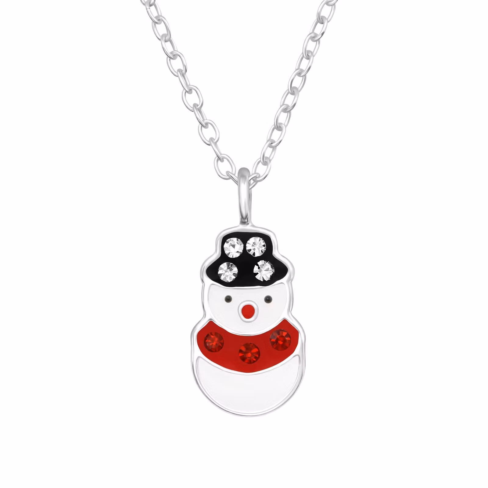 Julhalsband Snögubbe - söta julsmycken till barn i äkta silver - halsband med julmotiv