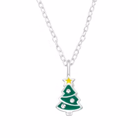 Julhalsband Julgran - söta julsmycken till barn i äkta silver