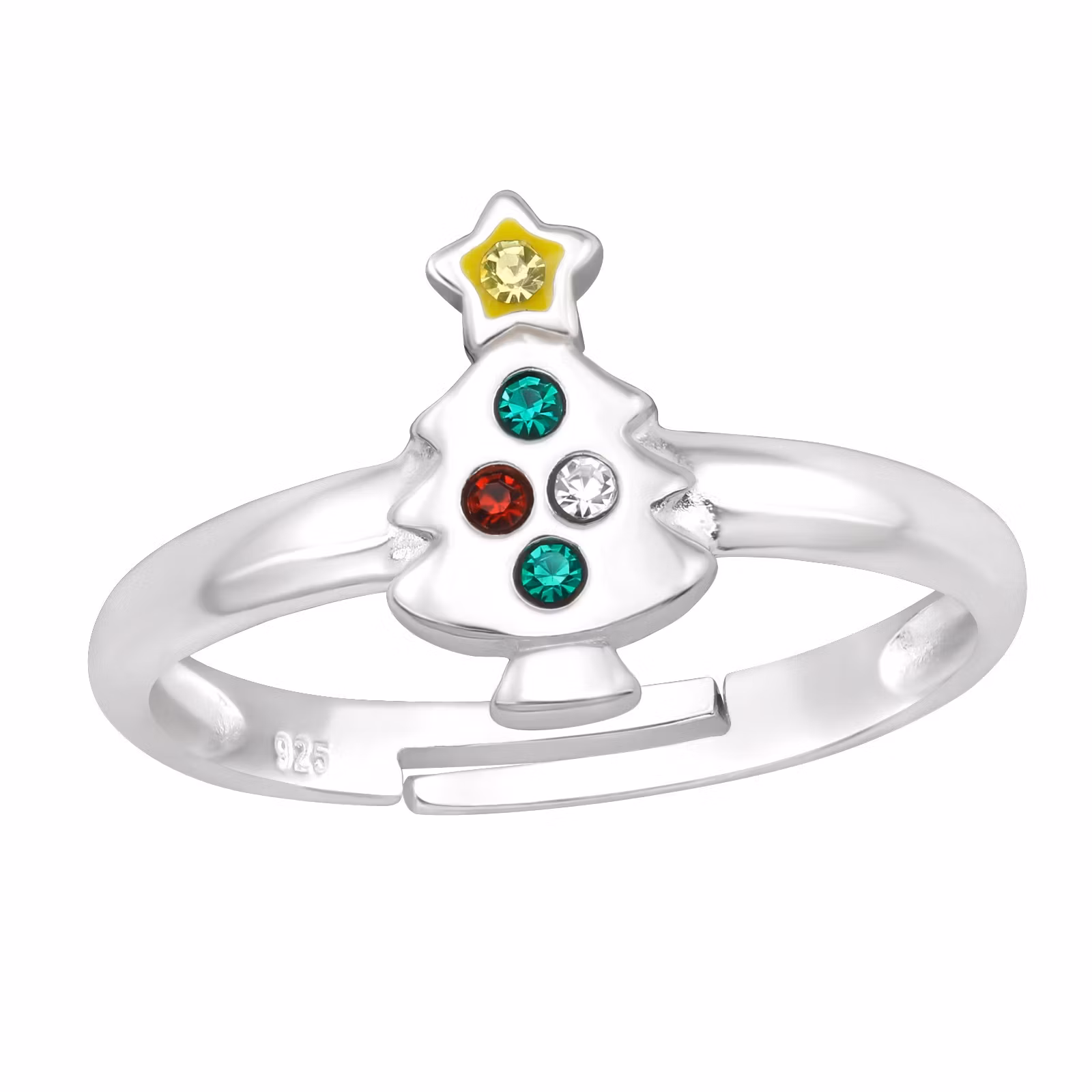 Julsmycken till barn - barnring Julgran glitter i äkta silver - ring med julmotiv